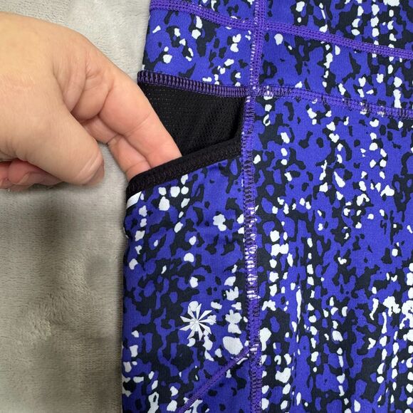 Athletha Capri Leggings Womens Small Purple Black Abstract Print Pockets - Picture 6 of 11